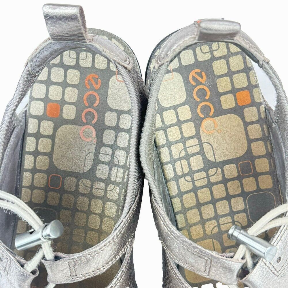 Ecco Jab Toggle Open Toe Sandals EU 41 US 10/10.5 Pewter Perforated Metallic - Picture 7 of 13